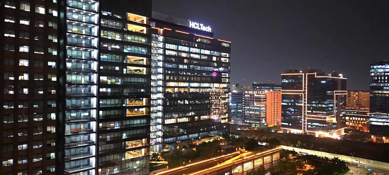 HITEC City skyline at night